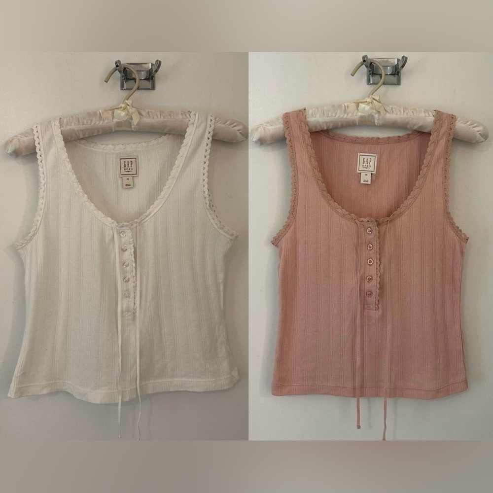 DOEN x Gap Pointelle tank bundle of white and pink sz XS
